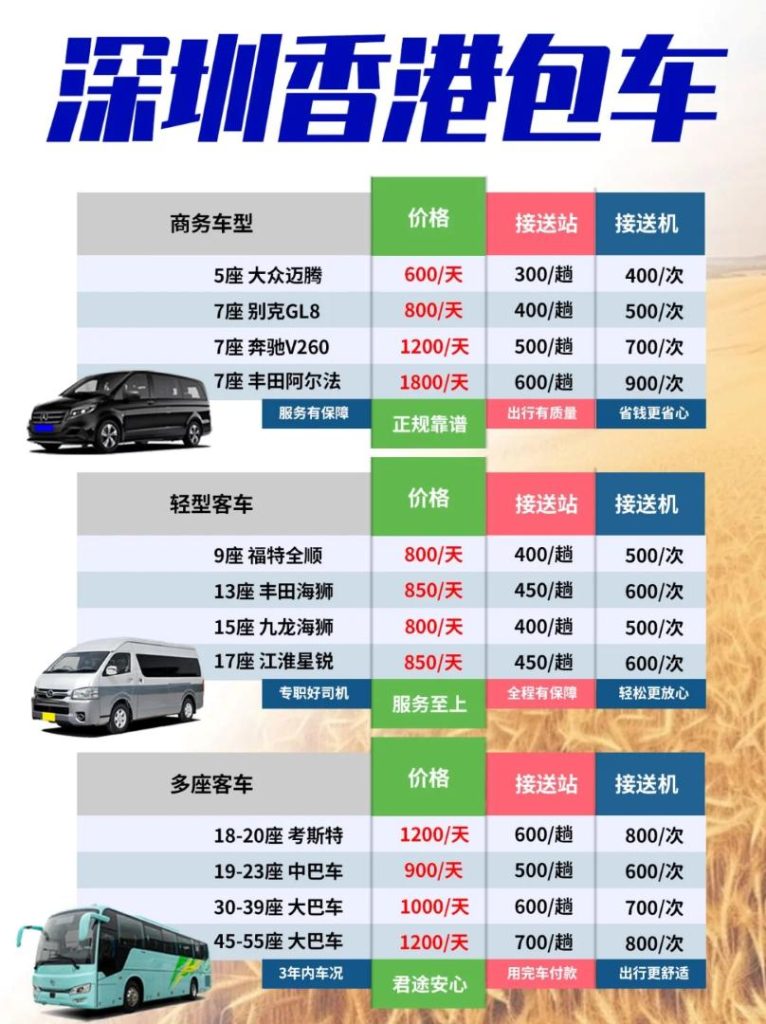 深圳香港包車價目表一覽：如何選擇兩地牌商務車，避開跨境陷阱？